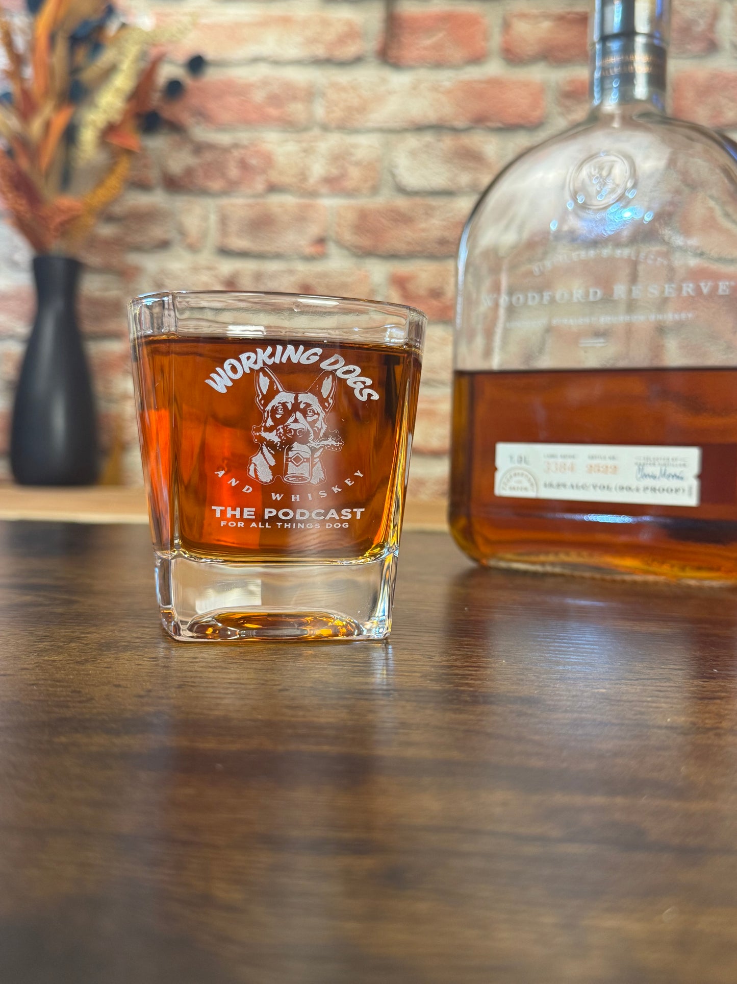Working Dog and Whiskey Glasses