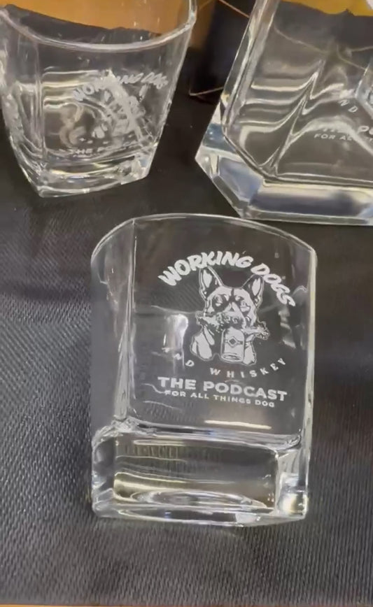 Working Dog and Whiskey Glasses